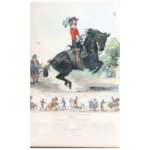 17th Century First Edition Hand-Colored Engraving - Equitation Anglaise 1660 by Charles Aubry (English Riding 1660). from Histoire Pittoresque de L'Equitation Ancienne & Moderne
