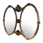 1970s Hollywood Regency Gold Double Mirror Large Gilt With Ornate Scrollwork and Mercury Glass