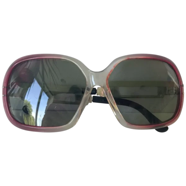 1970's French Over Size Sunglasses Ombre Wine to Clear