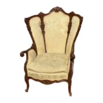 19th Century Continental Ivory-color Walnut Armchair