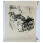 20th-century Moroccan carriage - signed, original pencil and paper (Mariano Andreu Estany)