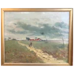 Antique Original Signed Florida Figural Landscape. Oil On Canvas, Dated 1907
