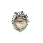 Art Nouveau Dragon Portrait Miniature Brooch Silver 800