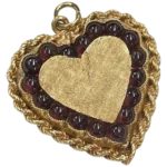 Gorgeous Garnet Bead Halo Heart Vintage Charm or Pendant