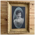 Nice Figural Portrait of a Beautiful Woman in Gold Leaf Frame
