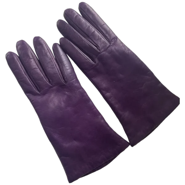 Portolano Purple Kid Leather Cashmere Lined Gloves Size 7