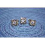 Unsigned Nugget Style Gold-Tone Cufflinks and a Tie Pin with a Center Clear Stone.