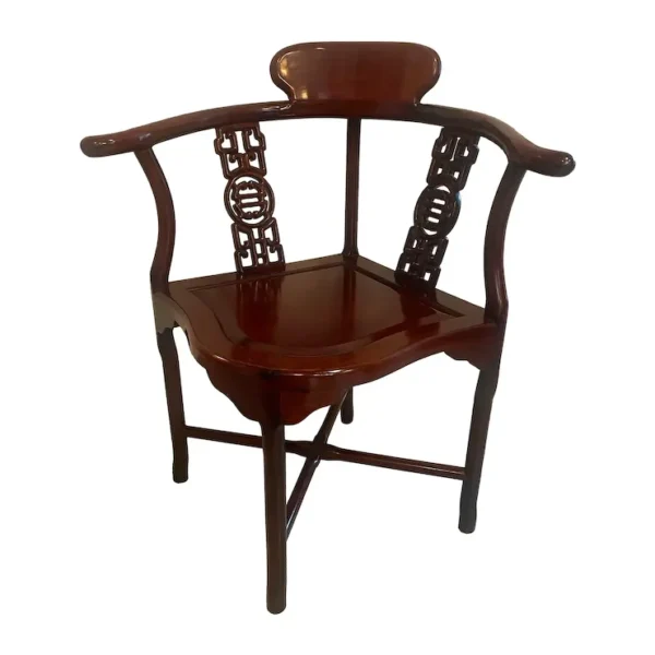 Vintage Carved Oriental Rosewood Corner Chair