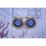 Vintage Wedgewood, Gold Plated, Cufflinks, with a Clipper Ship Etching